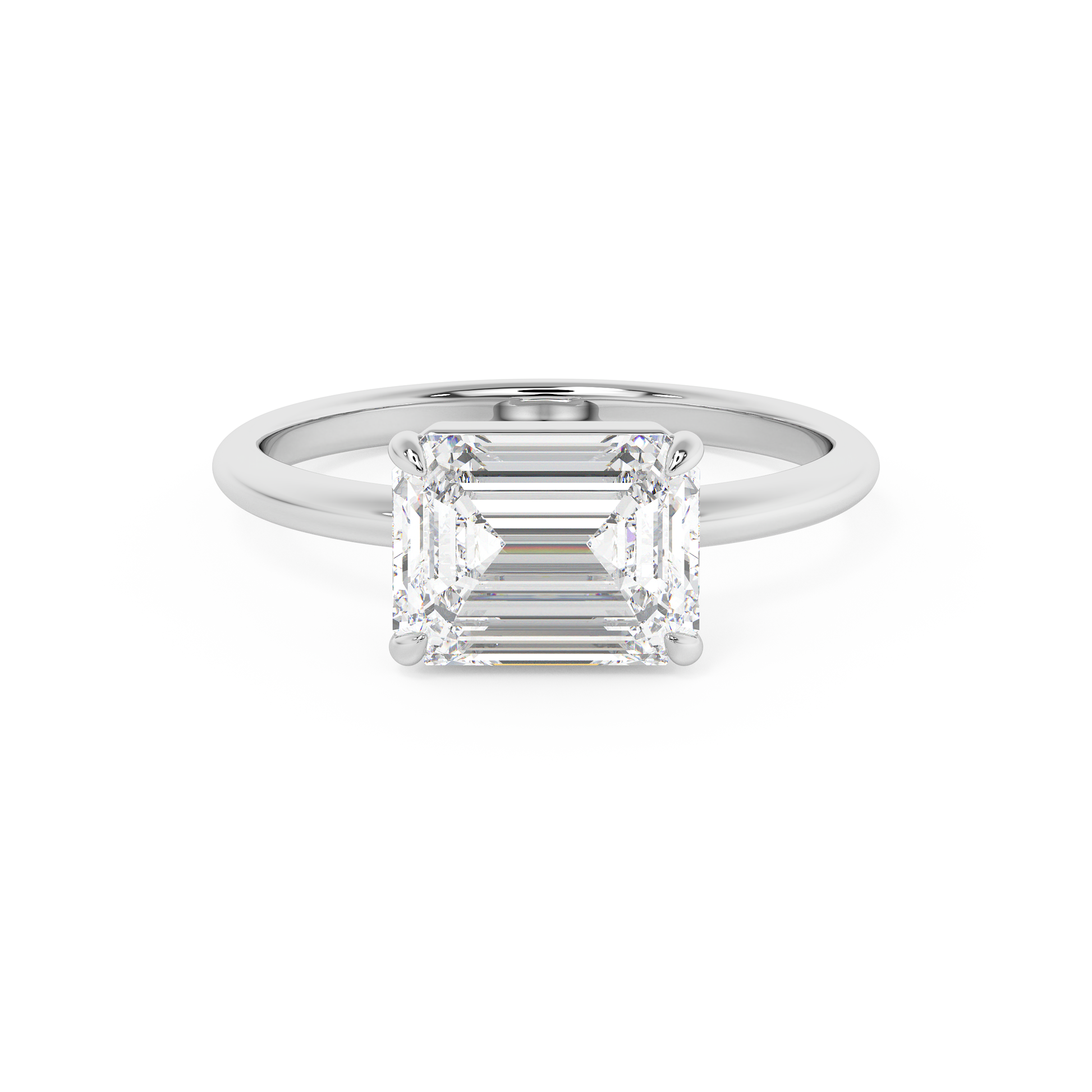 Emerald Solitaire Lab Grown Diamond Engagement Ring