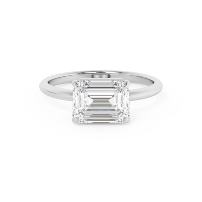 Emerald Solitaire Lab Grown Diamond Engagement Ring