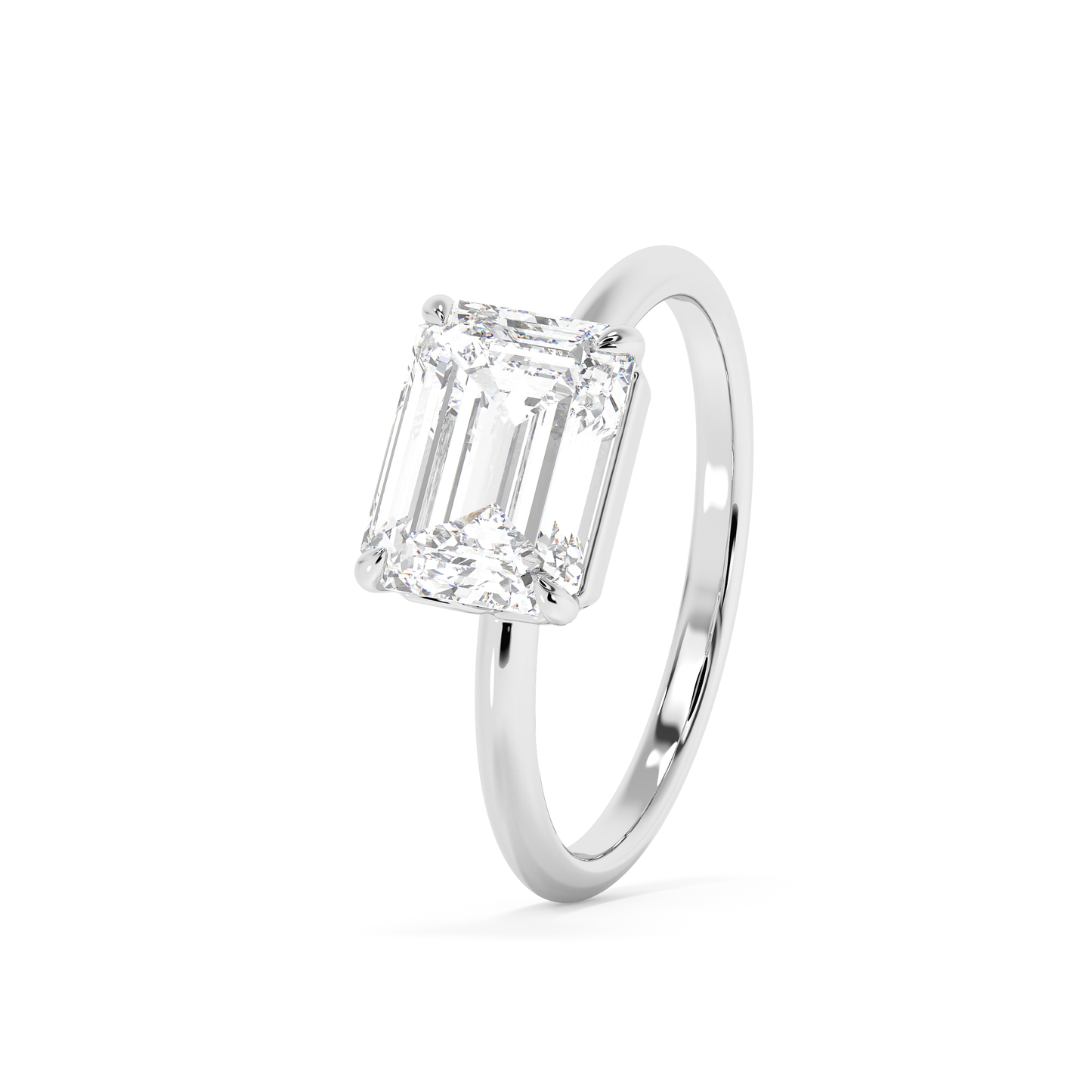 Emerald Solitaire Lab Grown Diamond Engagement Ring
