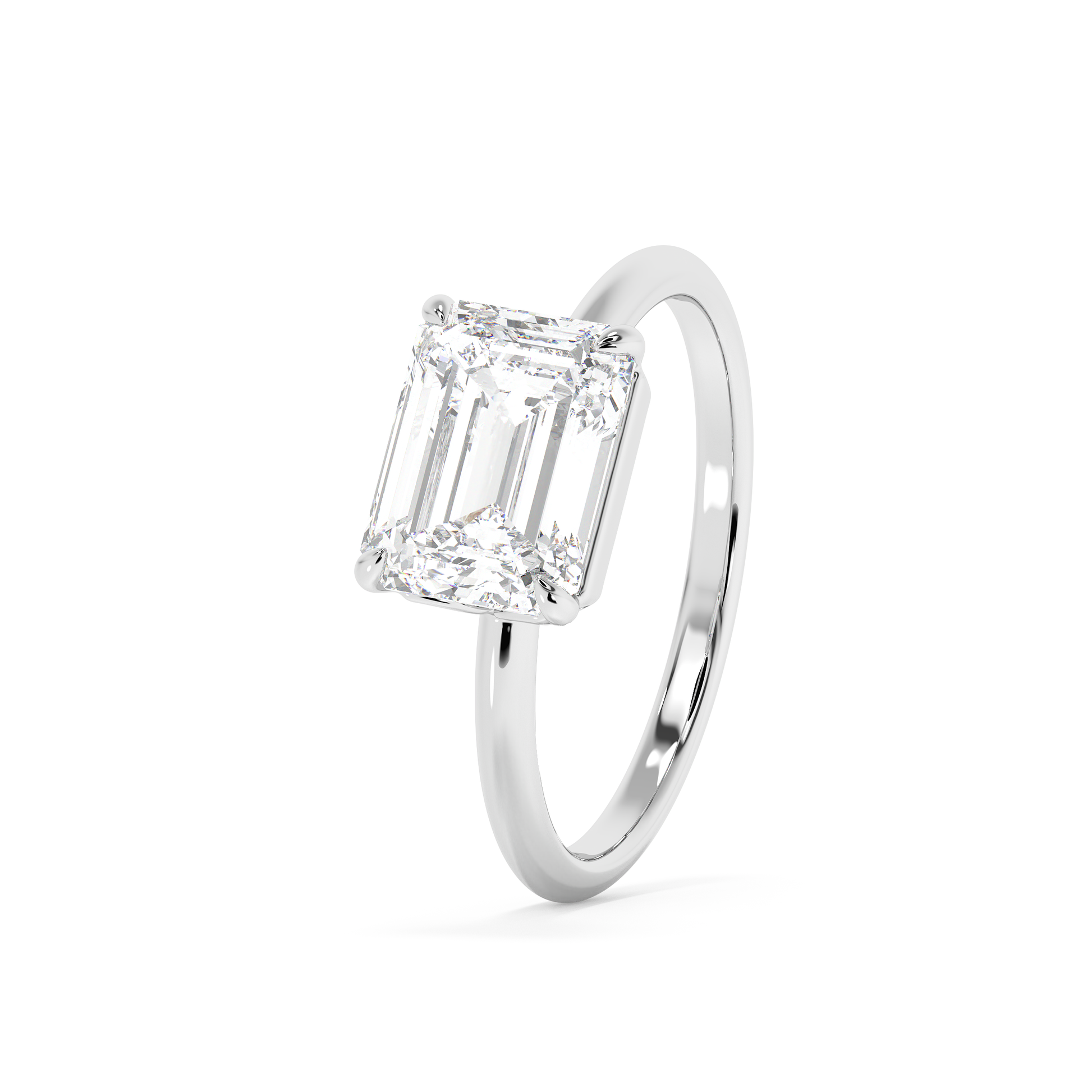 Emerald Solitaire Lab Grown Diamond Engagement Ring