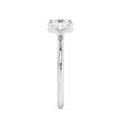 Emerald Solitaire Lab Grown Diamond Engagement Ring