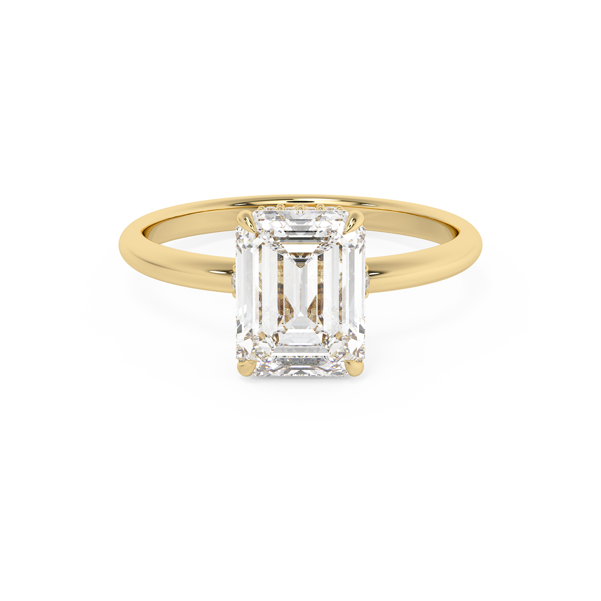 Emerald Solitaire Lab Grown Diamond Engagement Ring