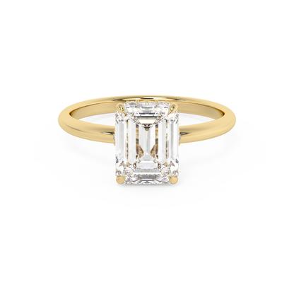 Emerald Solitaire Lab Grown Diamond Engagement Ring