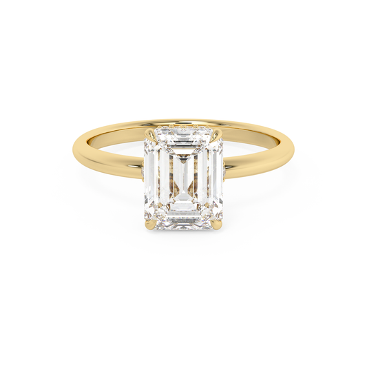 Emerald Solitaire Lab Grown Diamond Engagement Ring