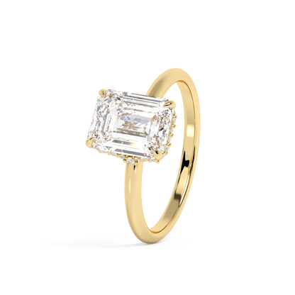 Emerald Solitaire Lab Grown Diamond Engagement Ring