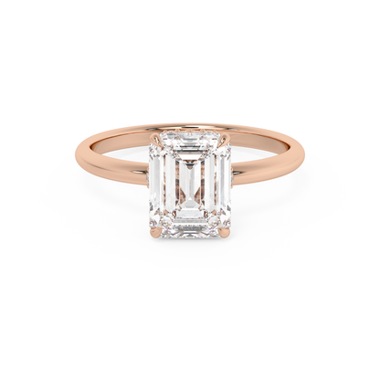 Emerald Solitaire Lab Grown Diamond Engagement Ring