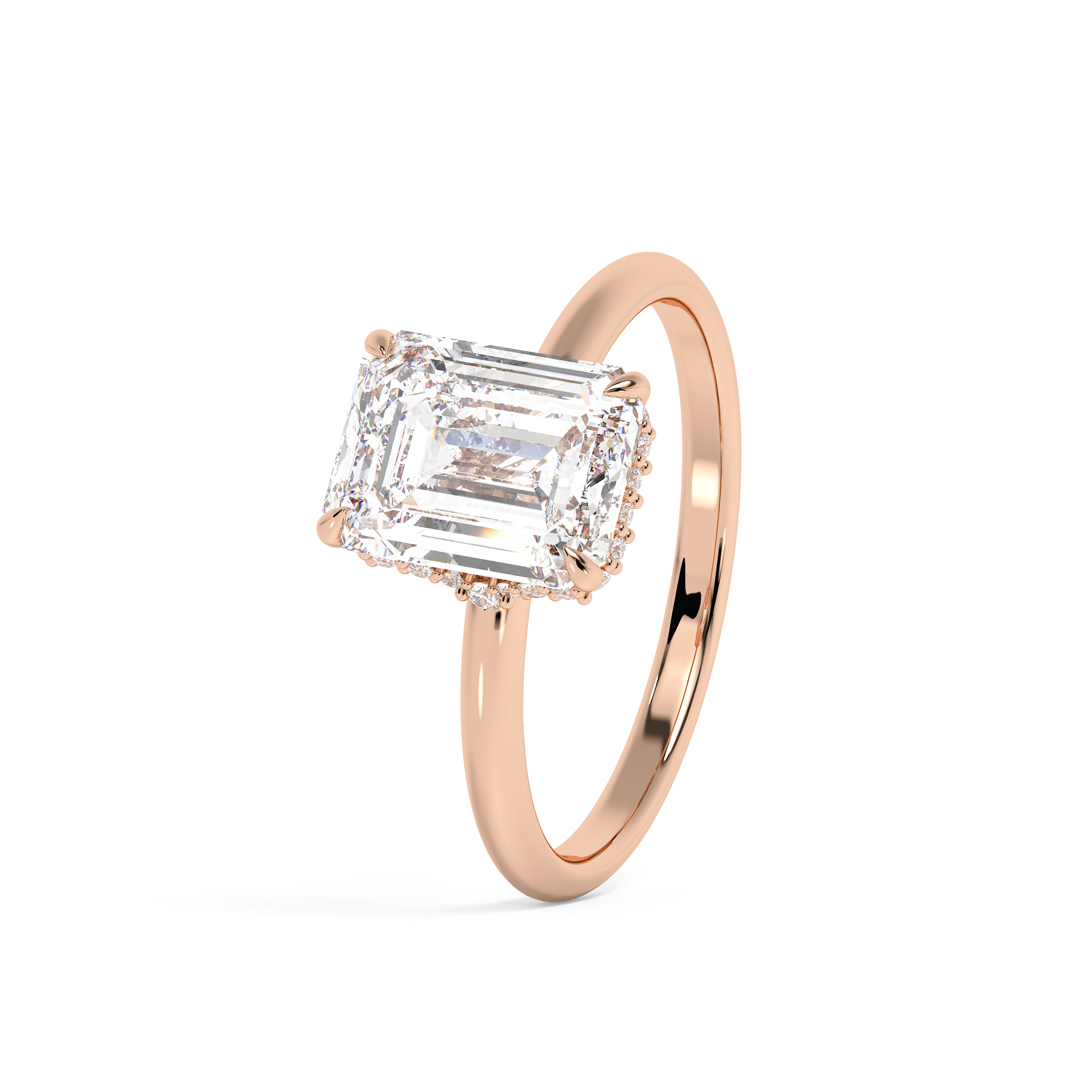 Emerald Solitaire Lab Grown Diamond Engagement Ring