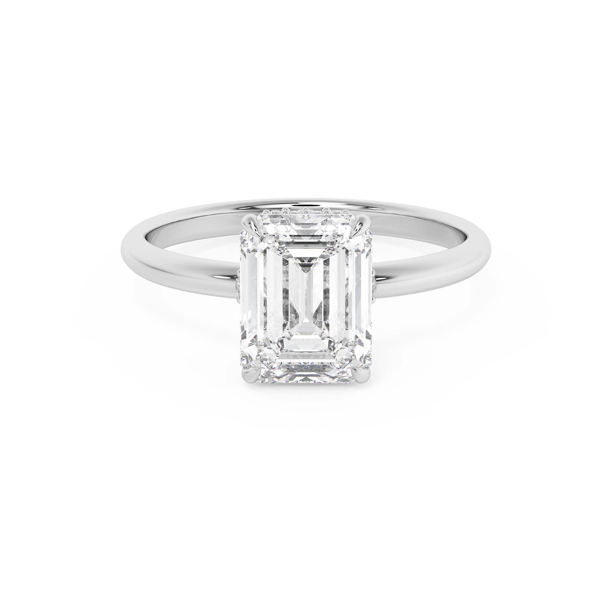 Emerald Solitaire Lab Grown Diamond Engagement Ring
