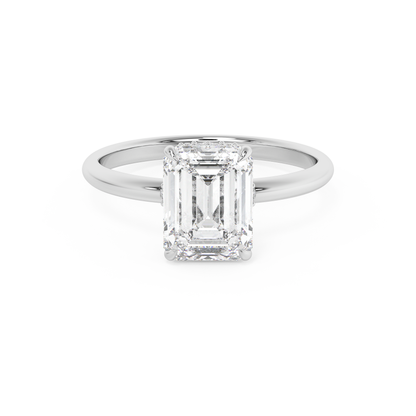 Emerald Solitaire Lab Grown Diamond Engagement Ring