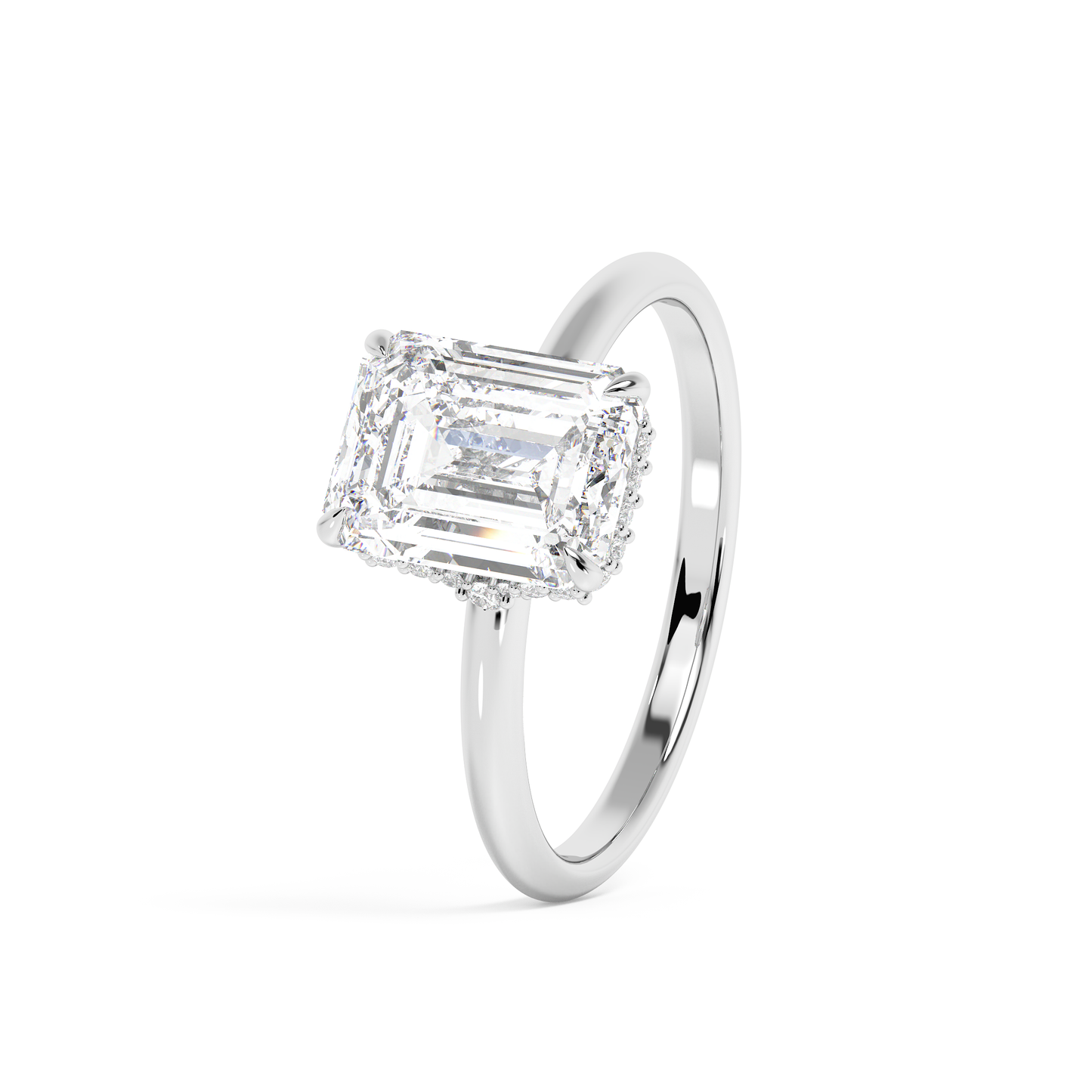 Emerald Solitaire Lab Grown Diamond Engagement Ring