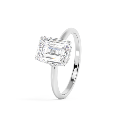 Emerald Solitaire Lab Grown Diamond Engagement Ring