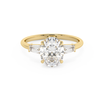 Emerald Solitaire Lab Grown Diamond Engagement Ring