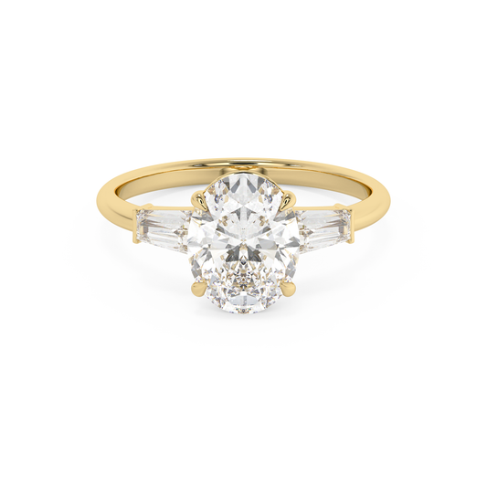 Emerald Solitaire Lab Grown Diamond Engagement Ring