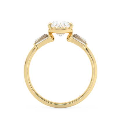 Emerald Solitaire Lab Grown Diamond Engagement Ring