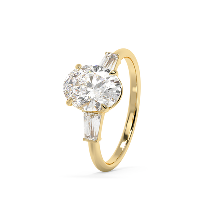 Emerald Solitaire Lab Grown Diamond Engagement Ring