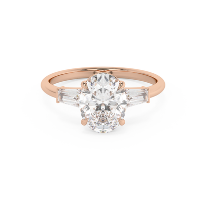 Emerald Solitaire Lab Grown Diamond Engagement Ring