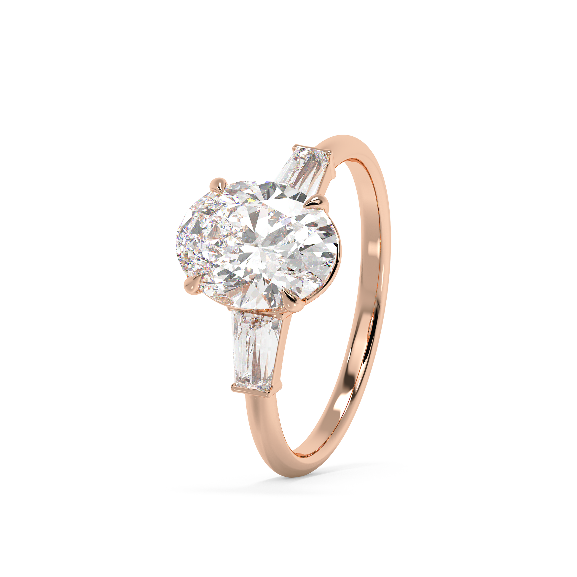 Emerald Solitaire Lab Grown Diamond Engagement Ring