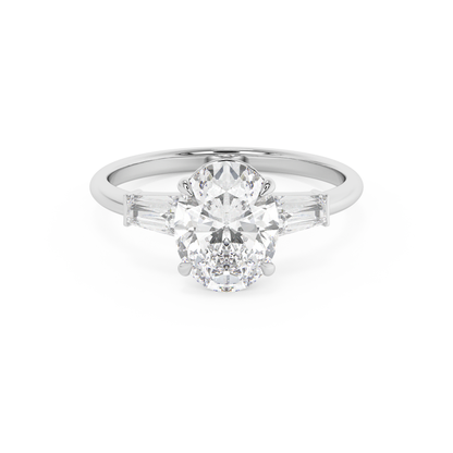 Emerald Solitaire Lab Grown Diamond Engagement Ring