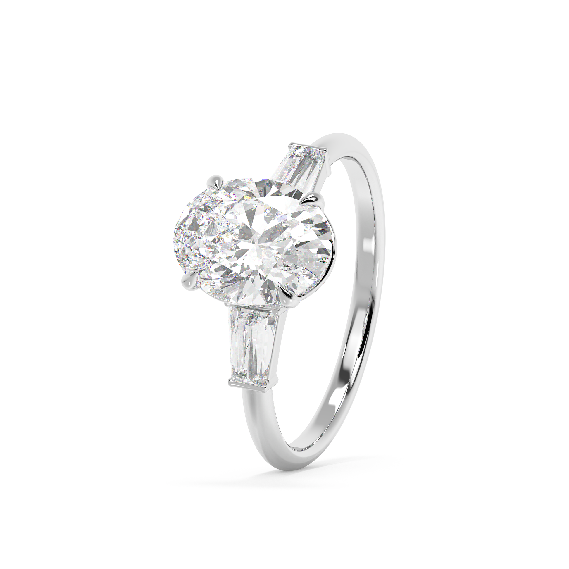 Emerald Solitaire Lab Grown Diamond Engagement Ring