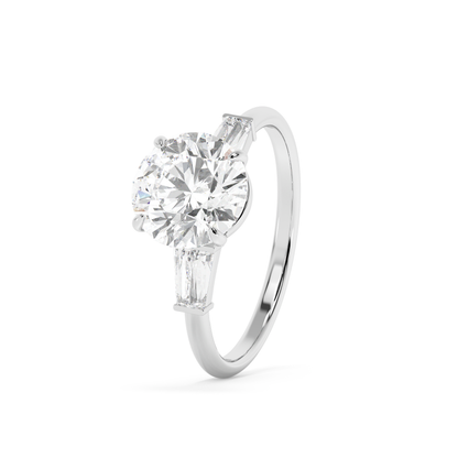 Emerald Solitaire Lab Grown Diamond Engagement Ring