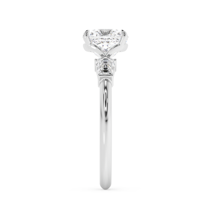 Emerald Solitaire Lab Grown Diamond Engagement Ring