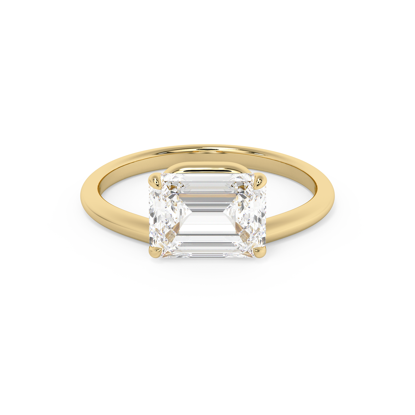 Emerald Solitaire Lab Grown Diamond Engagement Ring
