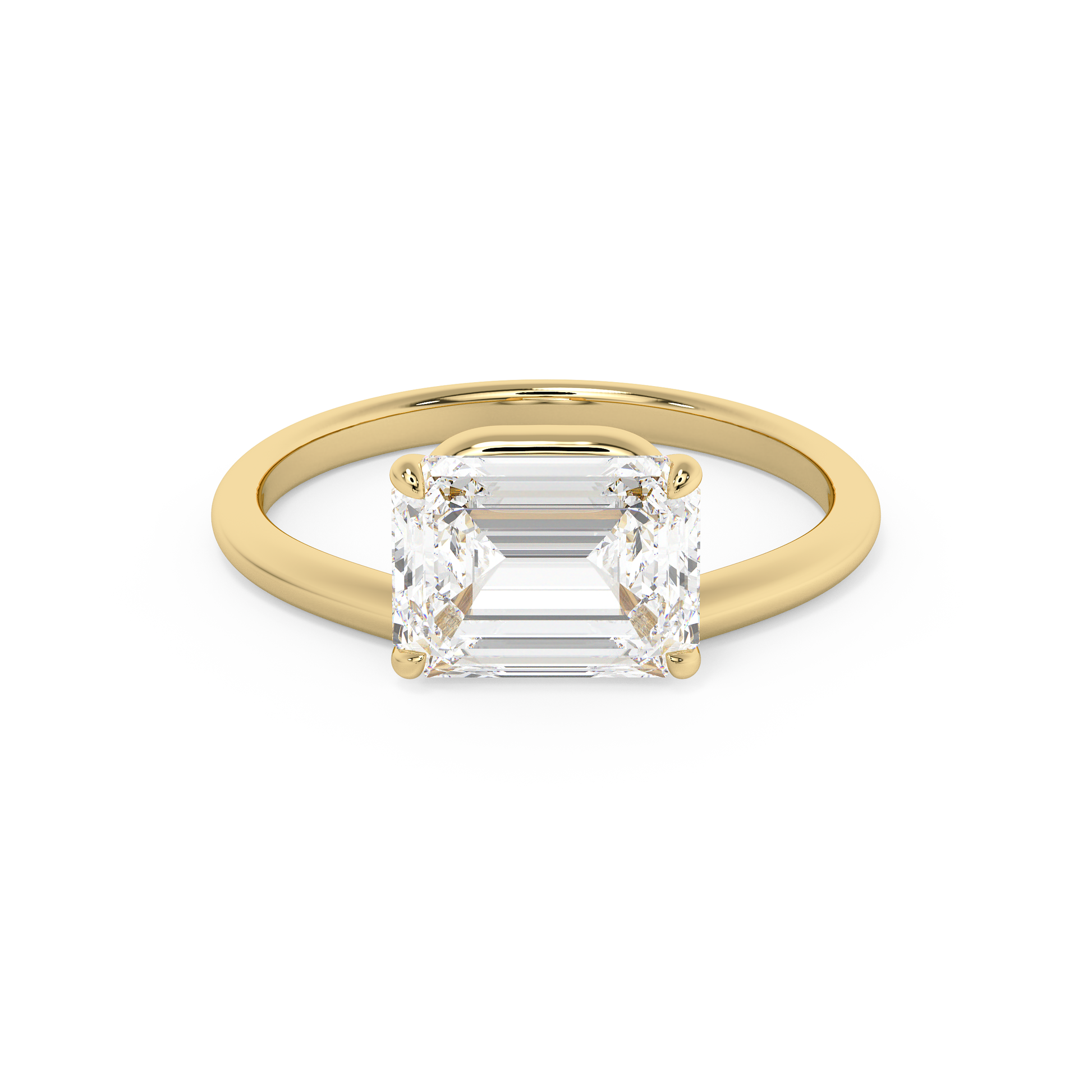 Emerald Solitaire Lab Grown Diamond Engagement Ring