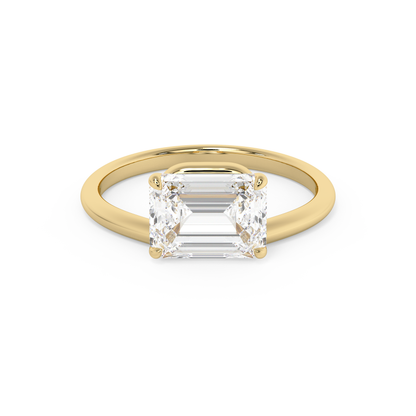 Emerald Solitaire Lab Grown Diamond Engagement Ring