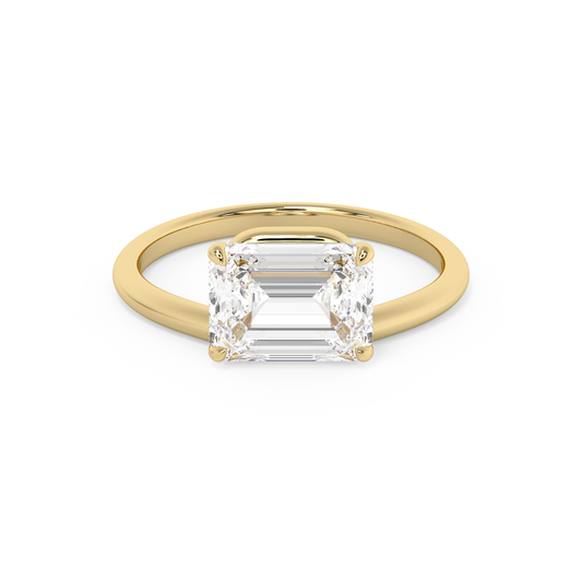 Emerald Solitaire Lab Grown Diamond Engagement Ring