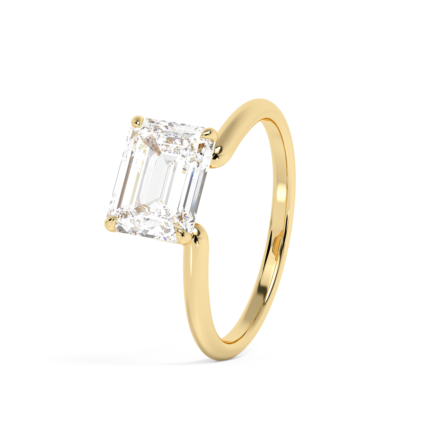 Emerald Solitaire Lab Grown Diamond Engagement Ring