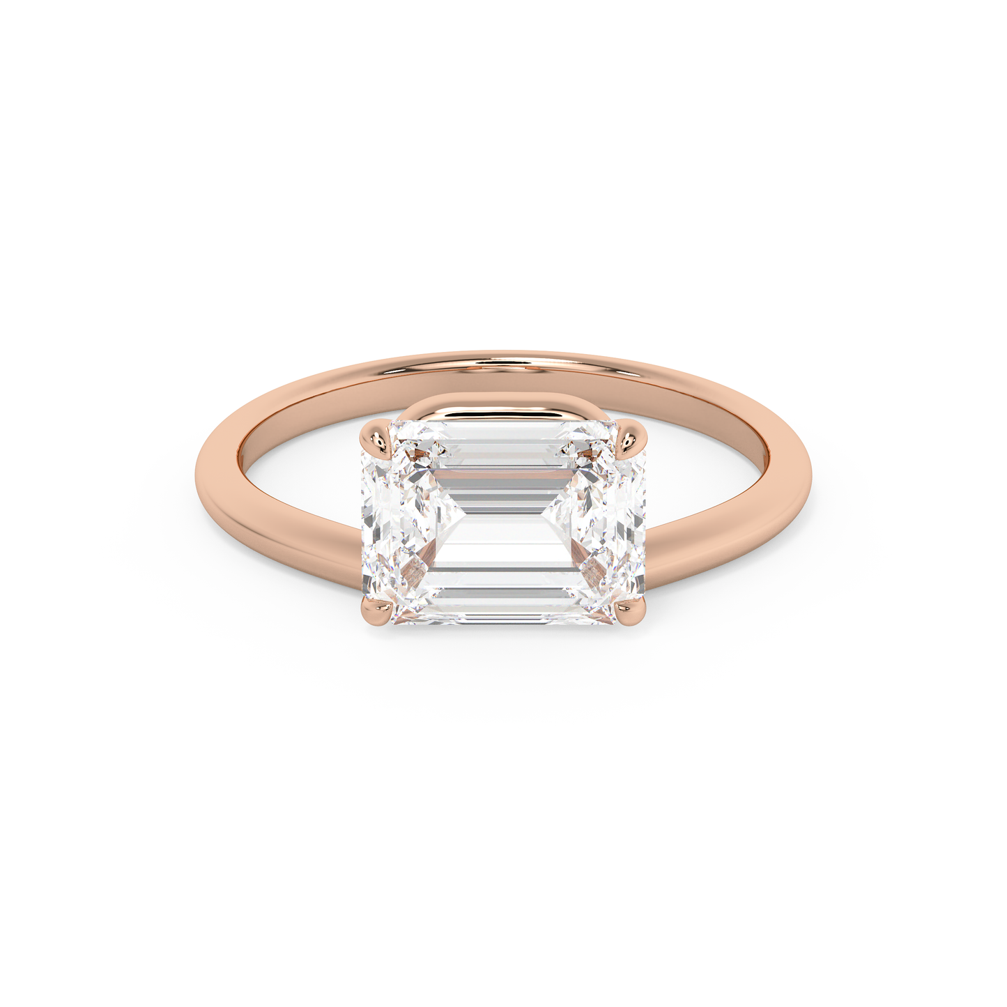 Emerald Solitaire Lab Grown Diamond Engagement Ring
