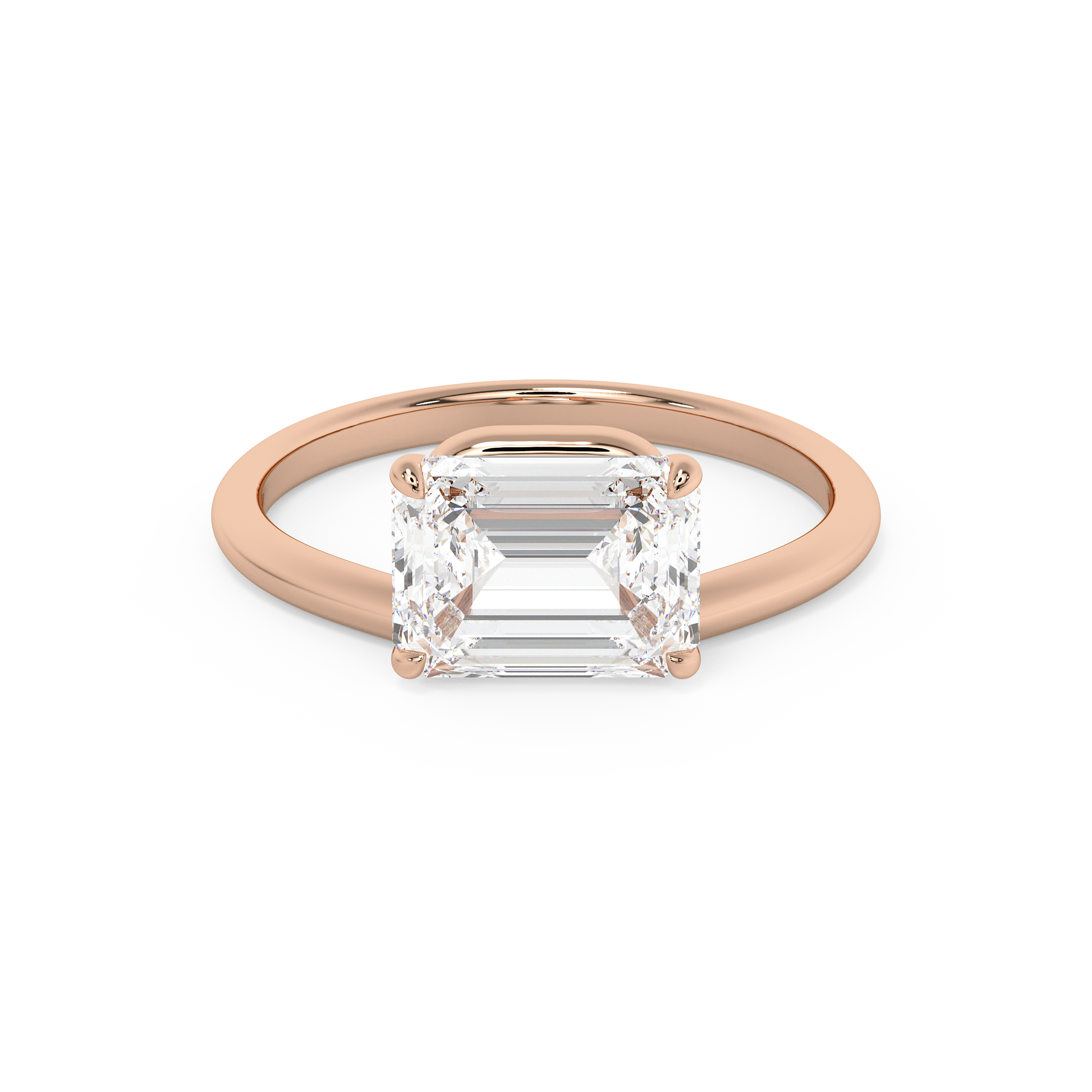 Emerald Solitaire Lab Grown Diamond Engagement Ring