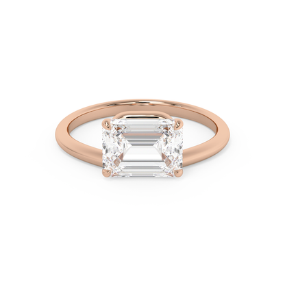 Emerald Solitaire Lab Grown Diamond Engagement Ring