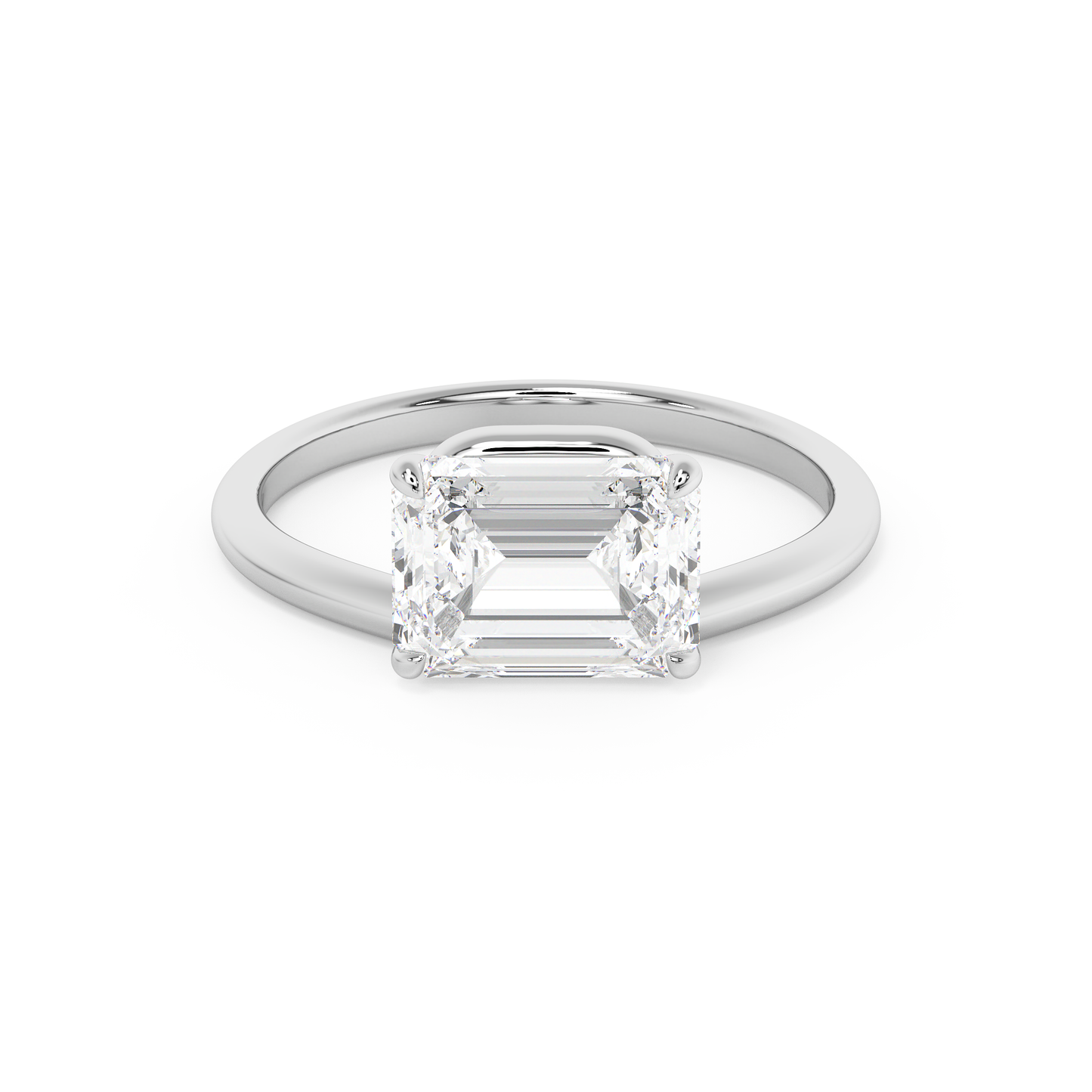 Emerald Solitaire Lab Grown Diamond Engagement Ring