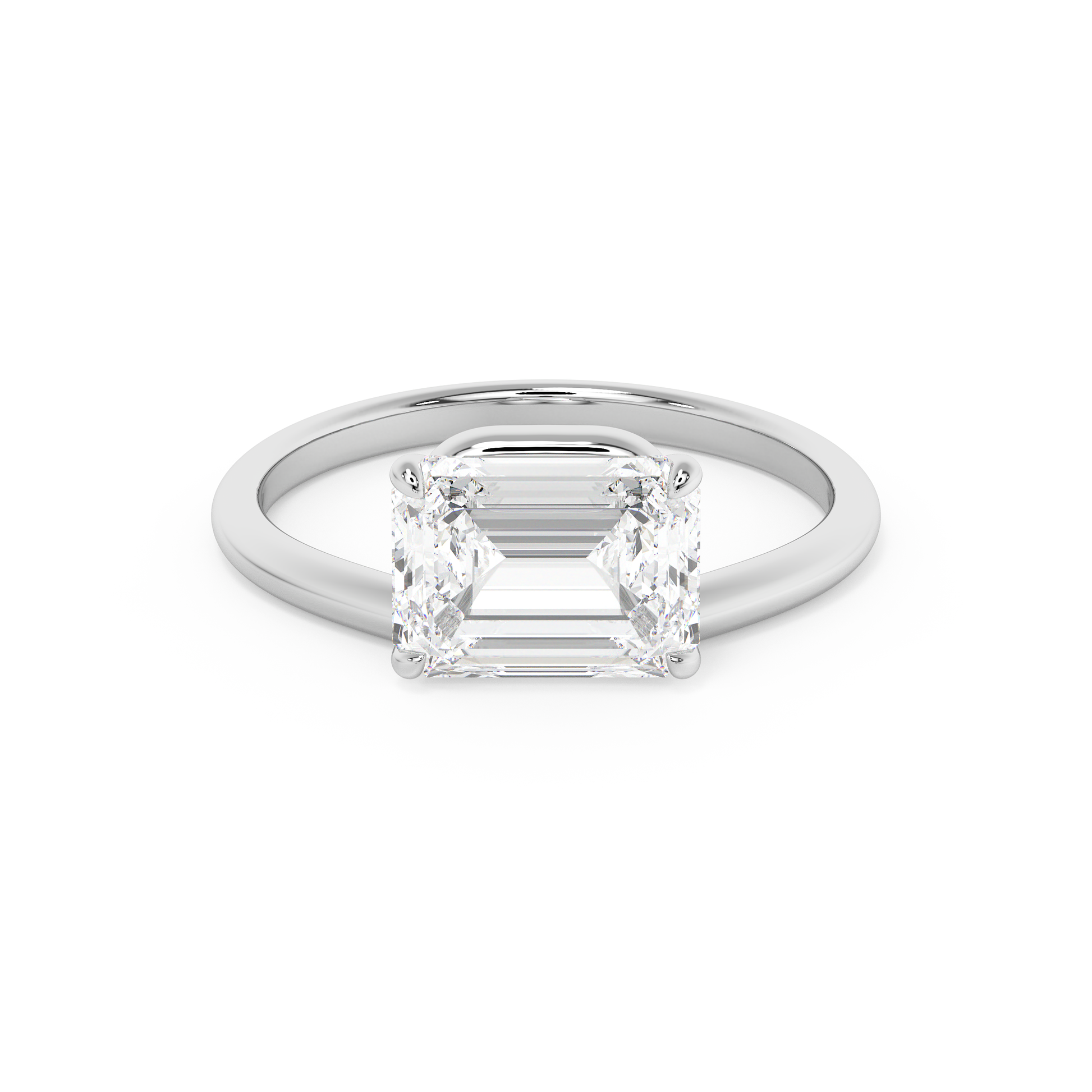 Emerald Solitaire Lab Grown Diamond Engagement Ring