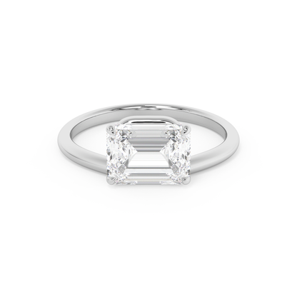 Emerald Solitaire Lab Grown Diamond Engagement Ring