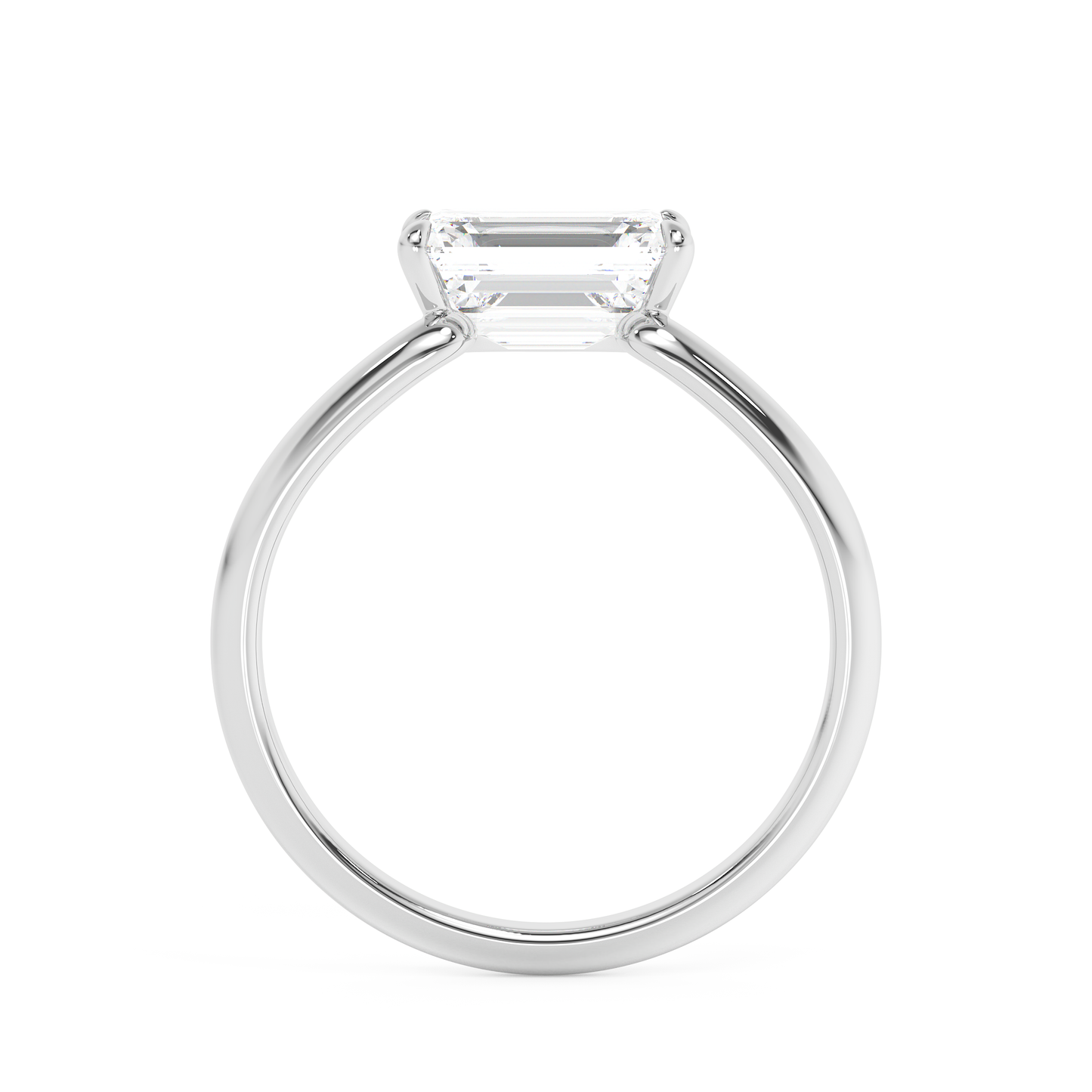 Emerald Solitaire Lab Grown Diamond Engagement Ring