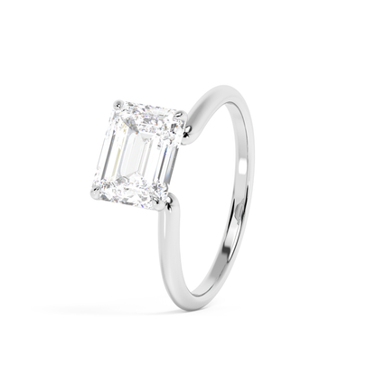 Emerald Solitaire Lab Grown Diamond Engagement Ring