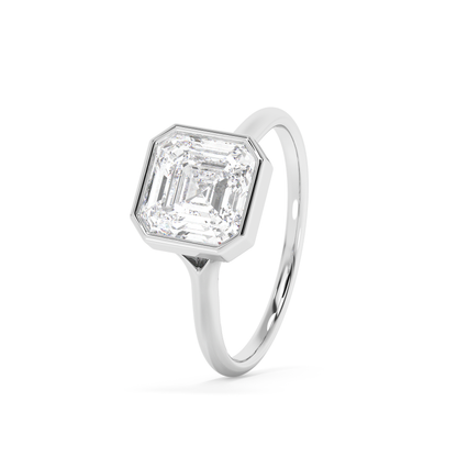 Emerald Solitaire Lab Grown Diamond Engagement Ring