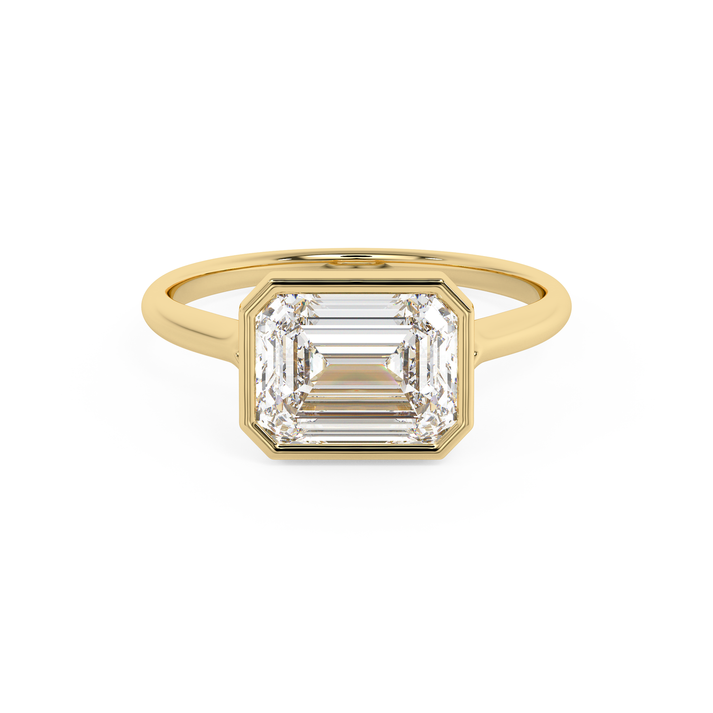 Emerald Solitaire Lab Grown Diamond Engagement Ring