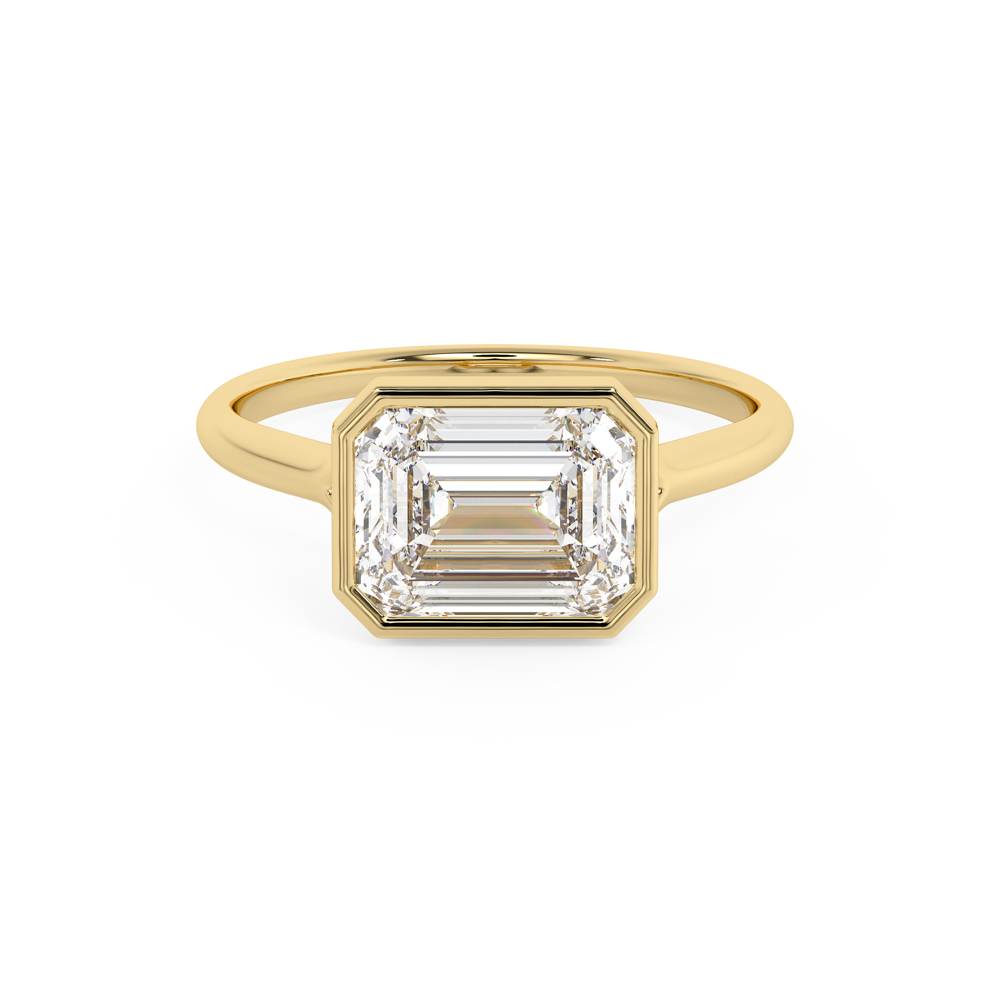 Emerald Solitaire Lab Grown Diamond Engagement Ring