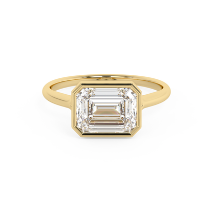 Emerald Solitaire Lab Grown Diamond Engagement Ring