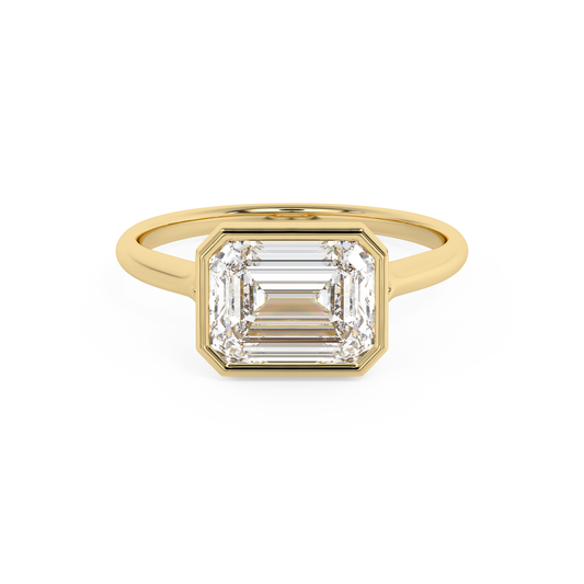 Emerald Solitaire Lab Grown Diamond Engagement Ring