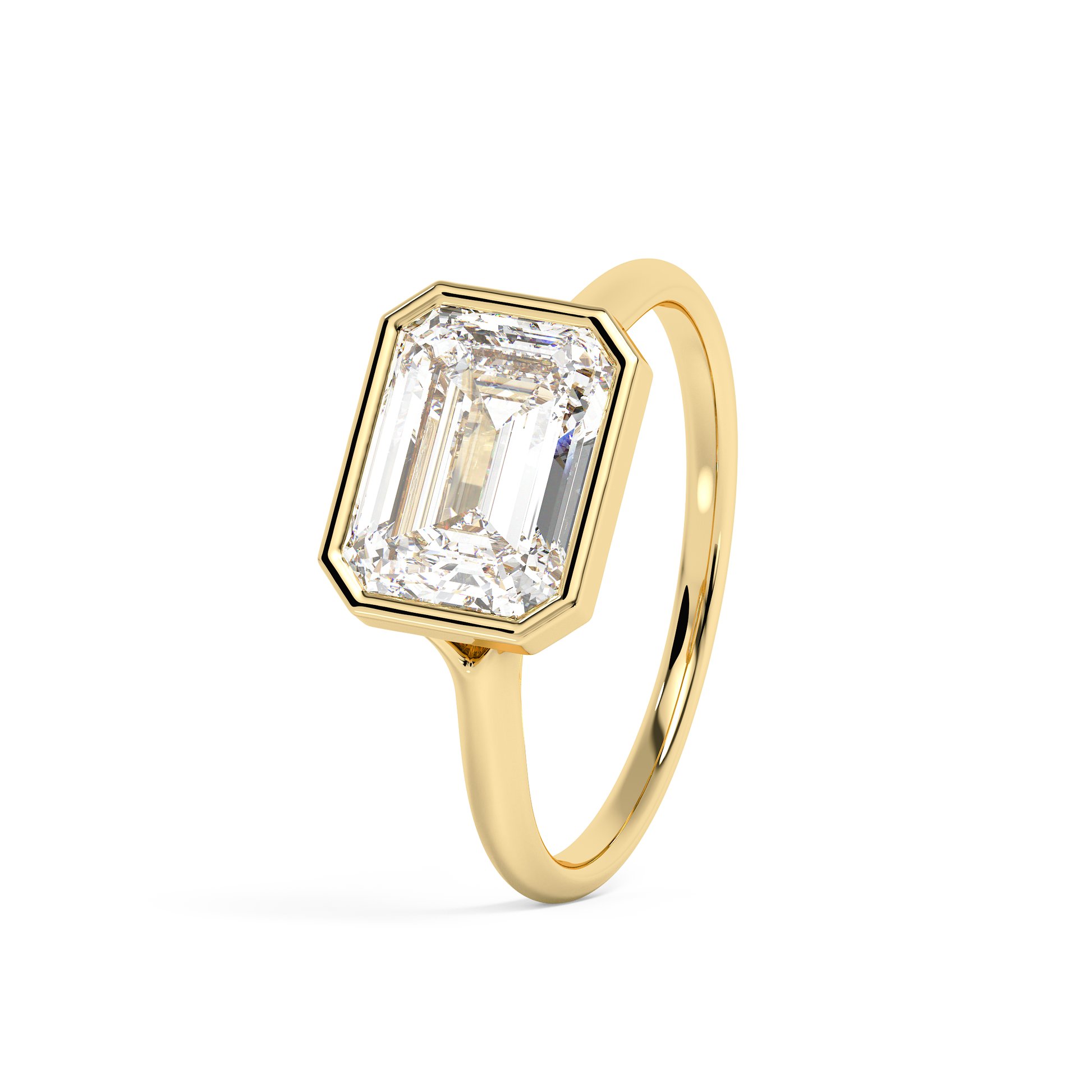Emerald Solitaire Lab Grown Diamond Engagement Ring
