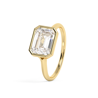 Emerald Solitaire Lab Grown Diamond Engagement Ring