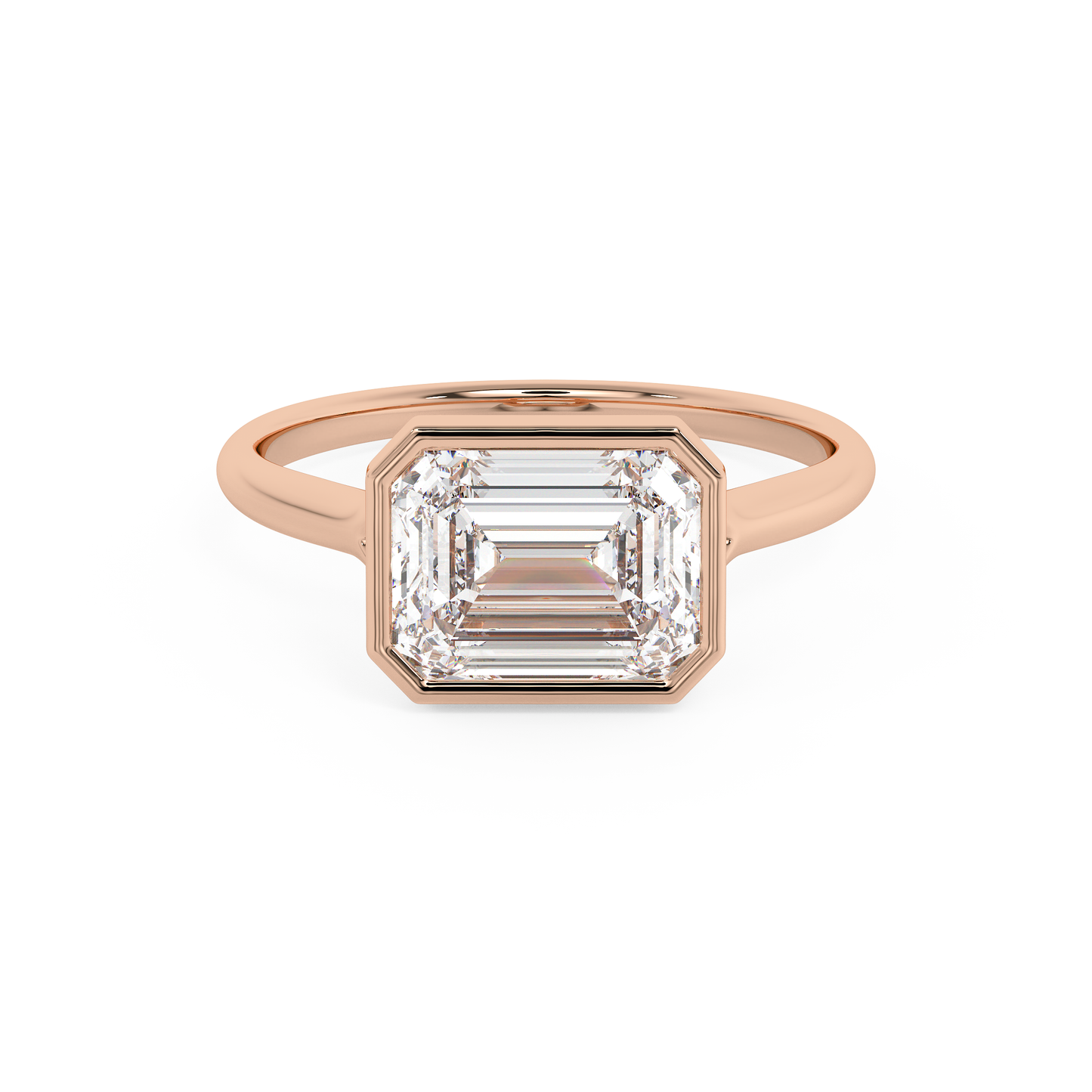 Emerald Solitaire Lab Grown Diamond Engagement Ring