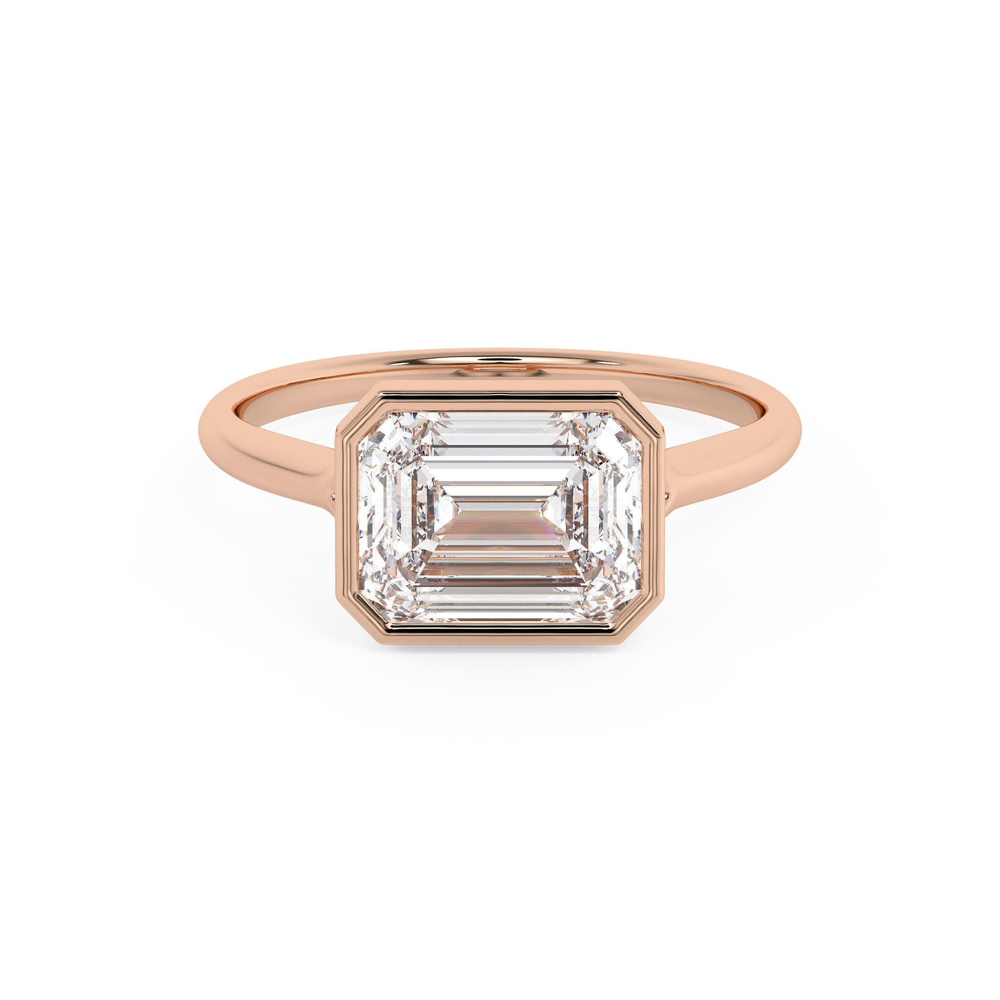 Emerald Solitaire Lab Grown Diamond Engagement Ring