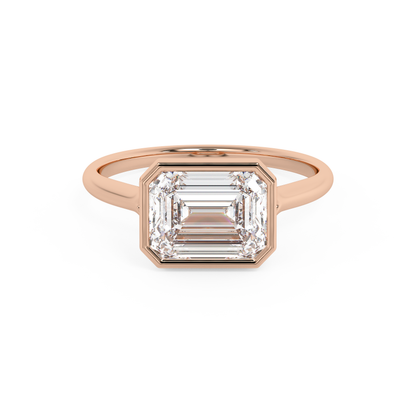 Emerald Solitaire Lab Grown Diamond Engagement Ring