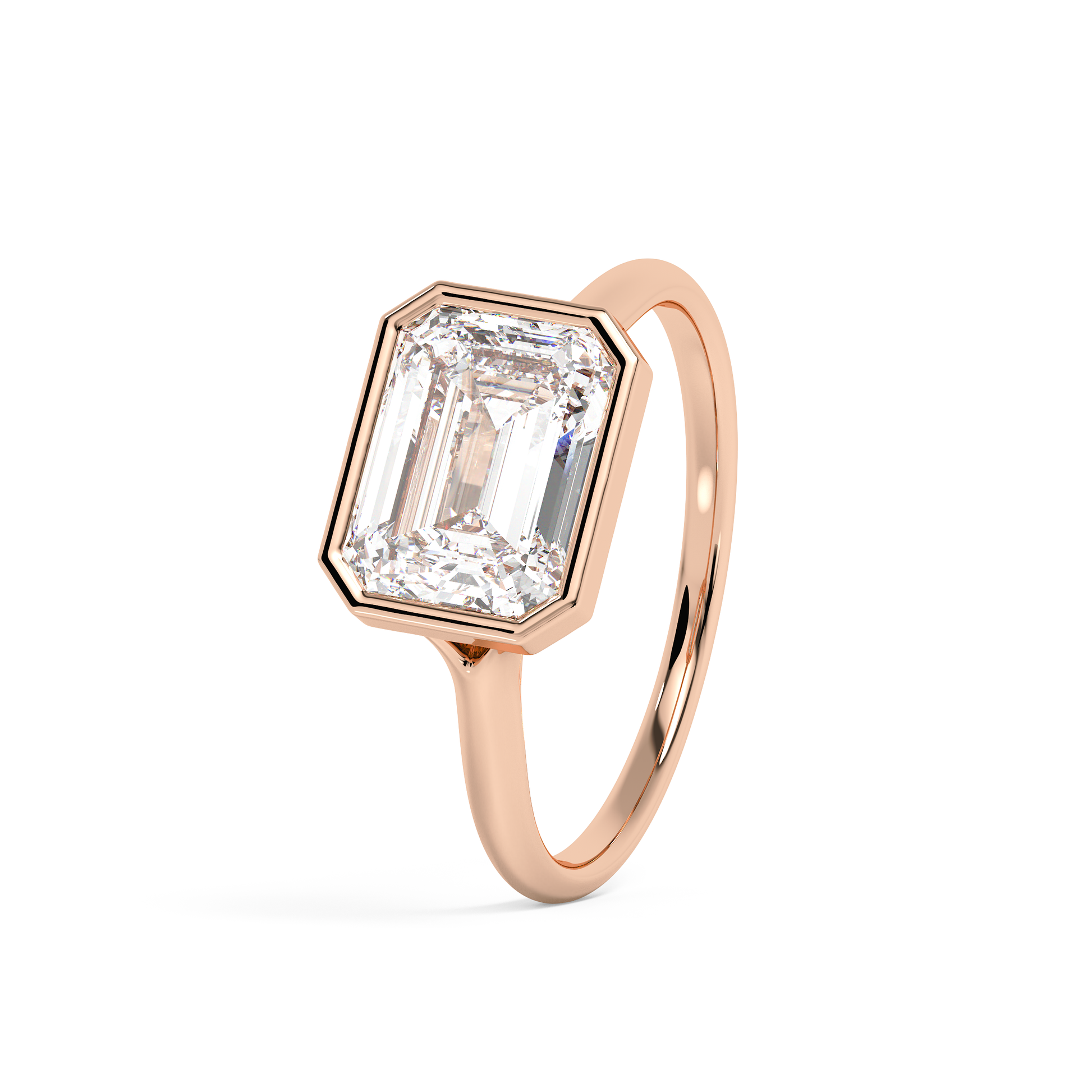 Emerald Solitaire Lab Grown Diamond Engagement Ring