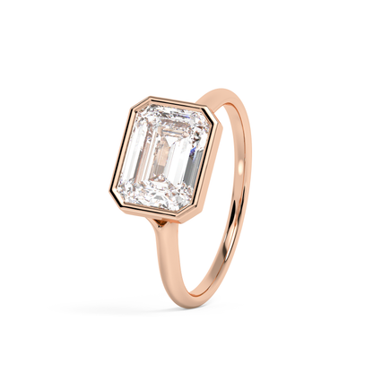 Emerald Solitaire Lab Grown Diamond Engagement Ring